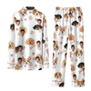 Cute White Face Print Custom Long Pajama Set for Dog Lovers