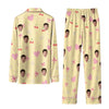 Cute Yellow Motif Mix Custom Long Pajama Set