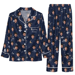 Dreamy Blue Celestial Scatter Custom Long Pajama Set