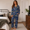 Dreamy Blue Orbital Scatter Custom Long Pajama Set