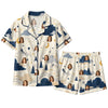 Dreamy Ivory Landscape Layers Custom Short Pajama Set