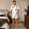 Dreamy White Crescent Moon Scatter Custom Short Pajama Set for Couples