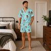 Elegant Aqua Blue Bow Pearl Scatter Custom Short Pajama Set - image 6