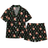 Elegant Black Argyle Snowflake Custom Short Pajama Set