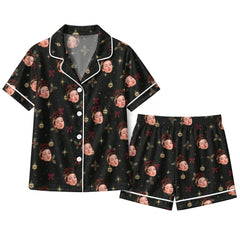 Elegant Black Ornament Sparkle Scatter Custom Short Pajama Set
