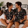 Elegant Black Ornament Sparkle Scatter Custom Short Pajama Set