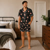 Elegant Black Ornament Sparkle Scatter Custom Short Pajama Set