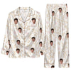 Elegant Cream Dainty Foliage Custom Long Pajama Set