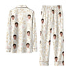 Elegant Cream Dainty Foliage Custom Long Pajama Set