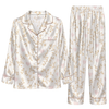 Elegant Cream Dainty Foliage Custom Long Pajama Set