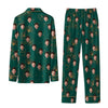 Elegant Green Botanical Scrolls Custom Long Pajama Set