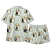 Elegant Sage Green Laurel Wreath Scatter Custom Short Pajama Set for Couples