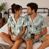 Elegant Sage Green Laurel Wreath Scatter Custom Short Pajama Set for Couples