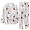 Elegant White Monogram Wreath Custom Long Pajama Set