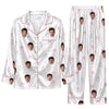 Elegant White Ring Scatter Custom Long Pajama Set