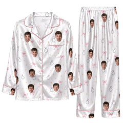 Elegant White Ring Scatter Custom Long Pajama Set