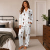 Elegant White Ring Scatter Custom Long Pajama Set