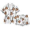 Elegant White Sketched Bouquet Toss Custom Short Pajama Set for Bride