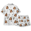 Elegant White Sketched Bouquet Toss Custom Short Pajama Set for Bride
