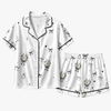 Elegant White Sketched Bouquet Toss Custom Short Pajama Set for Bride