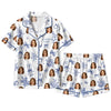 Elegant White Toile Sketch Scatter Custom Short Pajama Set for Bride