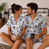 Elegant White Toile Sketch Scatter Custom Short Pajama Set for Bride