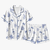 Elegant White Toile Sketch Scatter Custom Short Pajama Set for Bride
