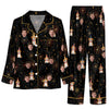 Festive Black Burst Scatter Custom Long Pajama Set for Dog Lovers