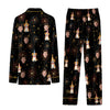 Festive Black Burst Scatter Custom Long Pajama Set for Dog Lovers