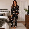 Festive Black Burst Scatter Custom Long Pajama Set for Dog Lovers