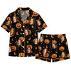 Festive Black Crescent Scatter Custom Short Pajama Set