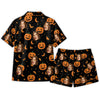 Festive Black Crescent Scatter Custom Short Pajama Set