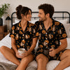 Festive Black Crescent Scatter Custom Short Pajama Set