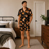 Festive Black Crescent Scatter Custom Short Pajama Set