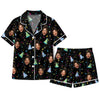 Festive Black Hat Confetti Scatter Custom Short Pajama Set