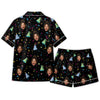 Festive Black Hat Confetti Scatter Custom Short Pajama Set - image 3