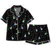 Festive Black Hat Confetti Scatter Custom Short Pajama Set - image 2