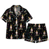 Festive Black Typography Hat Scatter Custom Short Pajama Set