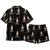 Festive Black Typography Hat Scatter Custom Short Pajama Set