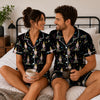 Festive Black Typography Hat Scatter Custom Short Pajama Set