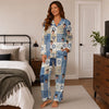 Festive Blue Beige Patchwork Symbols Custom Long Pajama Set