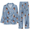 Festive Blue Triangle Scatter Custom Long Pajama Set