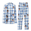 Festive Blue White Symbol Grid Custom Long Pajama Set