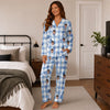 Festive Blue White Symbol Grid Custom Long Pajama Set