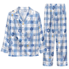 Festive Blue White Symbol Grid Custom Long Pajama Set