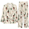 Festive Cream Conifer Scatter Custom Long Pajama Set