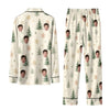 Festive Cream Conifer Scatter Custom Long Pajama Set