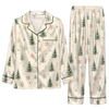 Festive Cream Conifer Scatter Custom Long Pajama Set