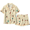 Festive Cream Gift Star Scatter Custom Short Pajama Set