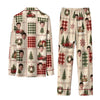 Festive Cream Homespun Tiles Custom Long Pajama Set